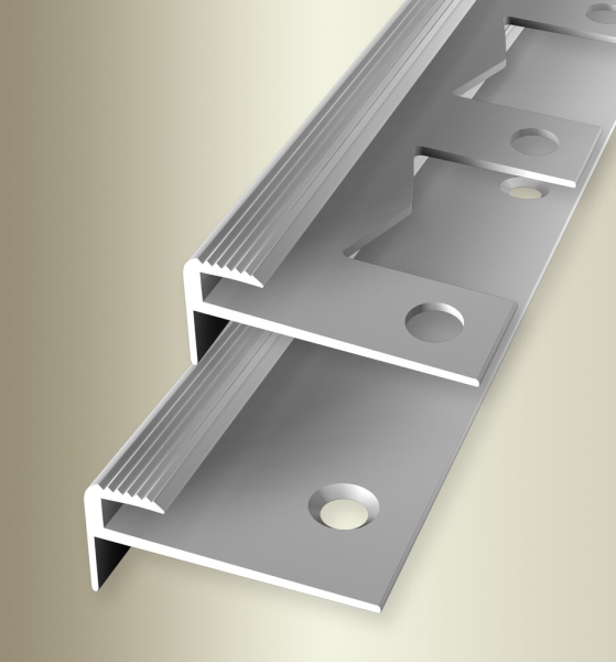 Treppenkantenschiene silber elox. Vinyl 5,0 mm